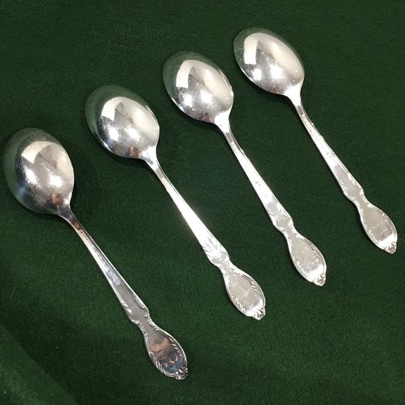 Rogers Bros Royal Manor Silverplate Set of 4 Oval Soup Spoons 7" Original Rogers - Picture 4 of 5